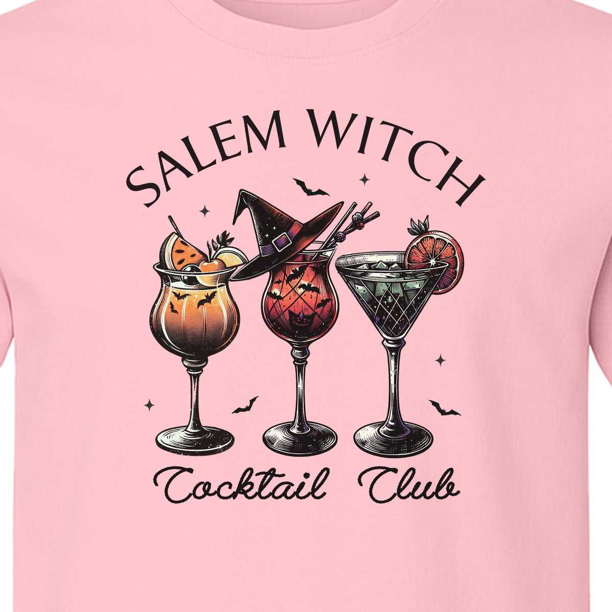 Halloween T-Shirt, Salem Witch Cocktail Club Graphic for Spooky Season Drink Fans
