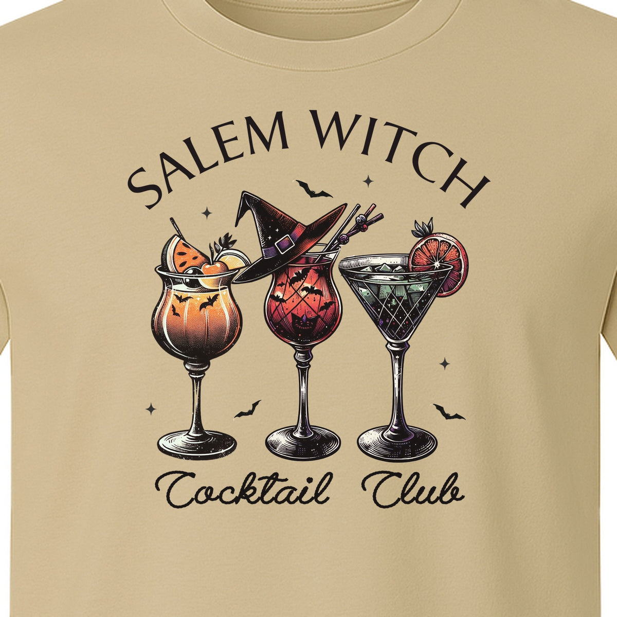 Halloween T-Shirt, Salem Witch Cocktail Club Graphic for Spooky Season Drink Fans
