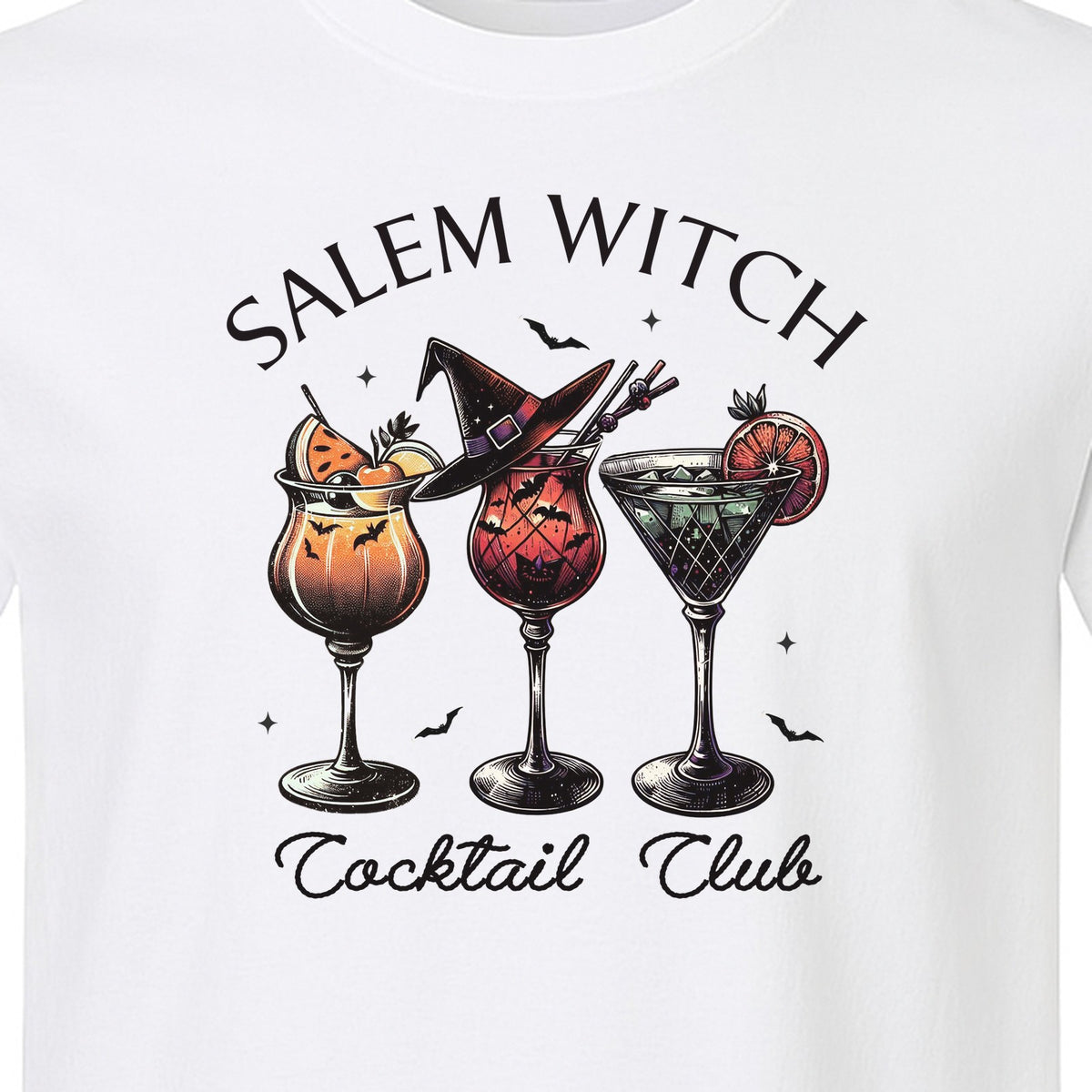 Halloween T-Shirt, Salem Witch Cocktail Club Graphic for Spooky Season Drink Fans