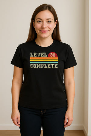 35th Anniversary T-Shirt, Level 35 Complete Retro Couples Design for Husband and Wife