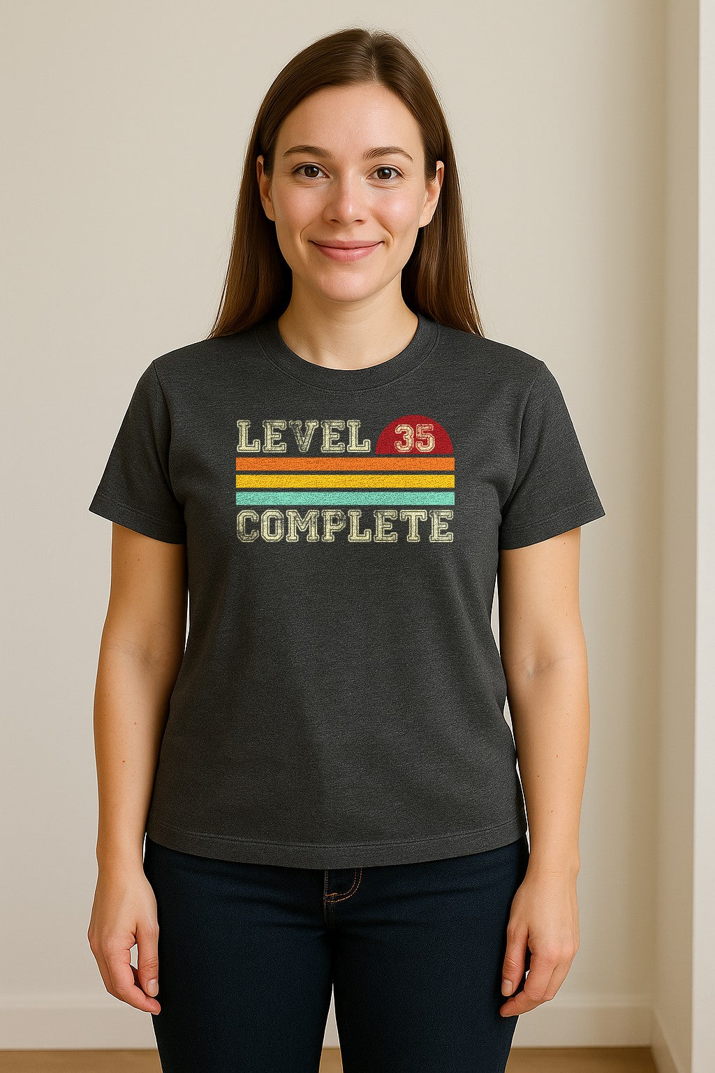 35th Anniversary T-Shirt, Level 35 Complete Retro Couples Design for Husband and Wife