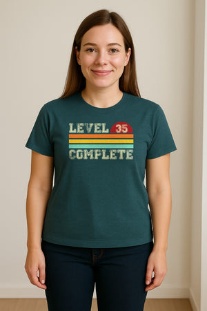 35th Anniversary T-Shirt, Level 35 Complete Retro Couples Design for Husband and Wife