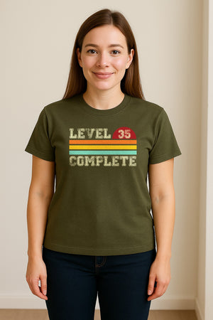 35th Anniversary T-Shirt, Level 35 Complete Retro Couples Design for Husband and Wife