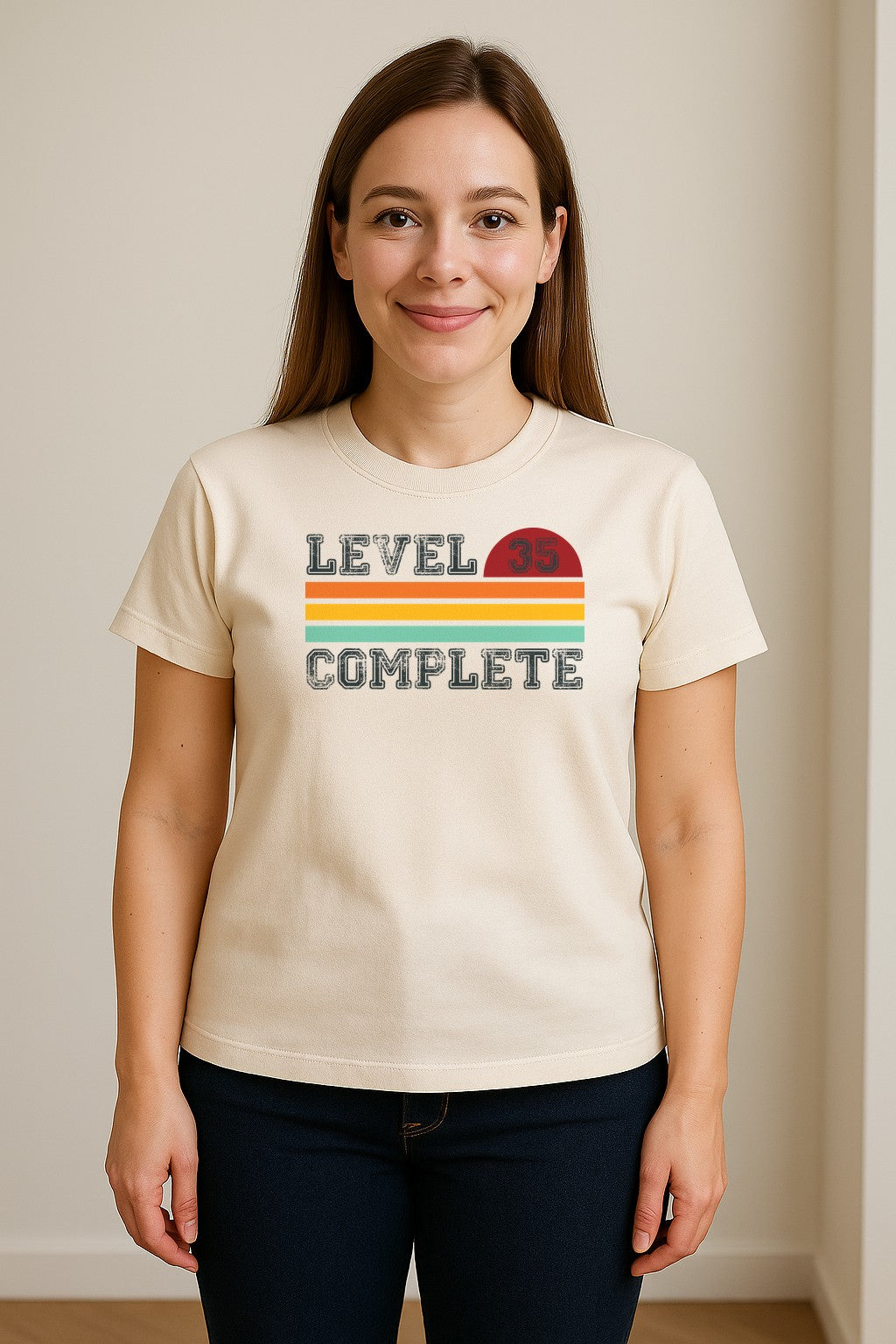 35th Anniversary T-Shirt, Level 35 Complete Retro Couples Design for Husband and Wife