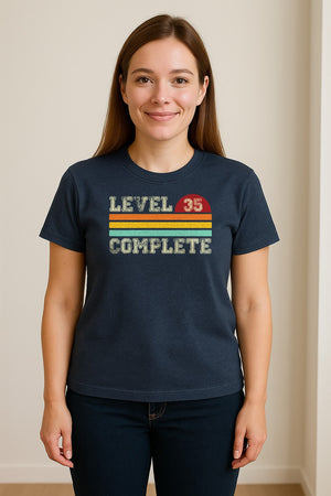 35th Anniversary T-Shirt, Level 35 Complete Retro Couples Design for Husband and Wife