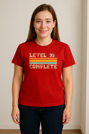 35th Anniversary T-Shirt, Level 35 Complete Retro Couples Design for Husband and Wife