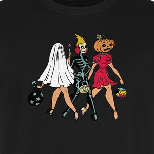 Halloween T-Shirt, Retro Ghost Skeleton and Pumpkin Costume Graphic for Spooky Season Parties