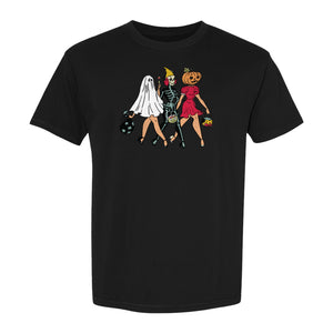 Halloween T-Shirt, Retro Ghost Skeleton and Pumpkin Costume Graphic for Spooky Season Parties
