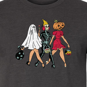 Halloween T-Shirt, Retro Ghost Skeleton and Pumpkin Costume Graphic for Spooky Season Parties