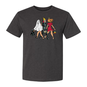 Halloween T-Shirt, Retro Ghost Skeleton and Pumpkin Costume Graphic for Spooky Season Parties