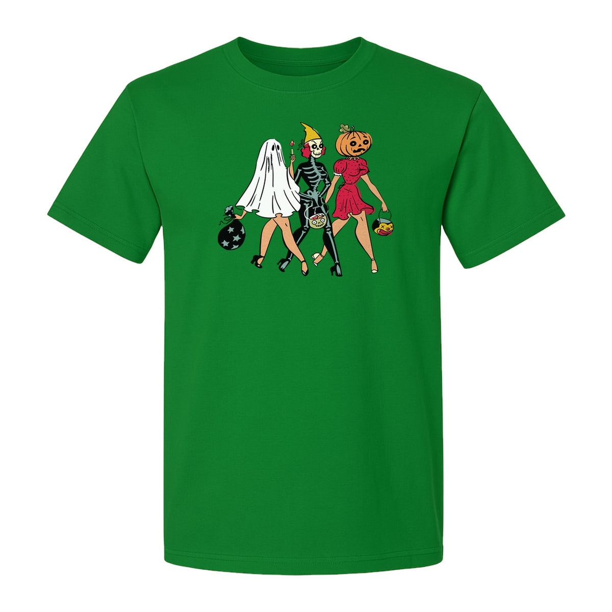 Halloween T-Shirt, Retro Ghost Skeleton and Pumpkin Costume Graphic for Spooky Season Parties
