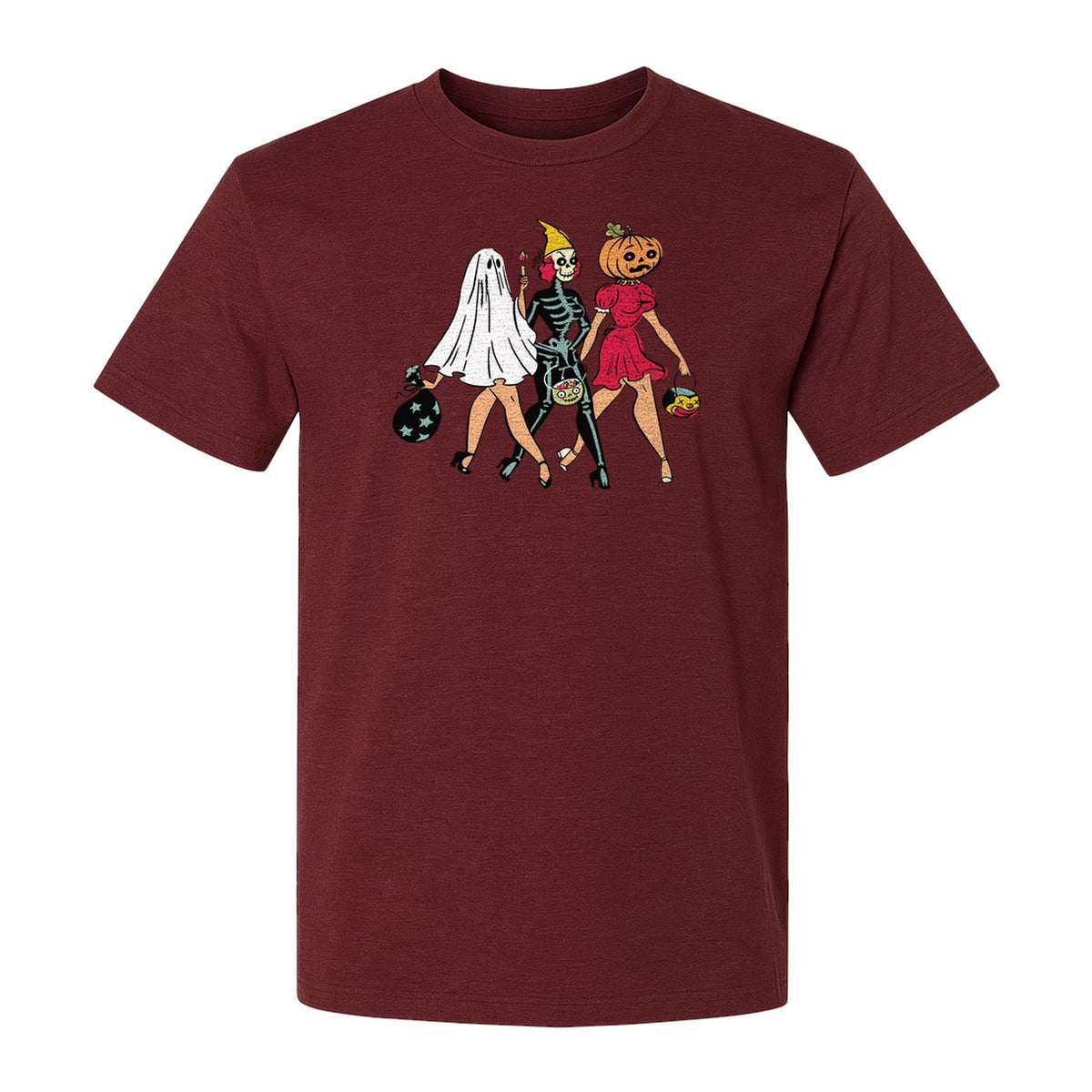 Halloween T-Shirt, Retro Ghost Skeleton and Pumpkin Costume Graphic for Spooky Season Parties