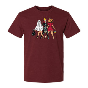 Halloween T-Shirt, Retro Ghost Skeleton and Pumpkin Costume Graphic for Spooky Season Parties