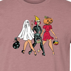 Halloween T-Shirt, Retro Ghost Skeleton and Pumpkin Costume Graphic for Spooky Season Parties