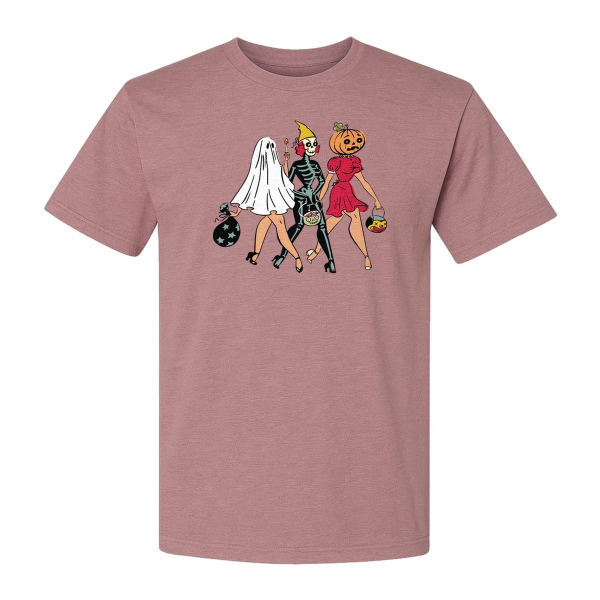 Halloween T-Shirt, Retro Ghost Skeleton and Pumpkin Costume Graphic for Spooky Season Parties