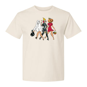 Halloween T-Shirt, Retro Ghost Skeleton and Pumpkin Costume Graphic for Spooky Season Parties