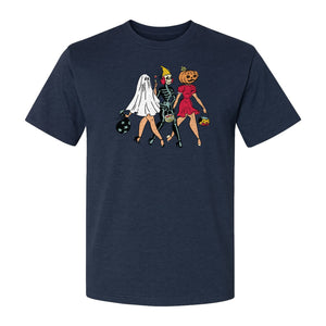 Halloween T-Shirt, Retro Ghost Skeleton and Pumpkin Costume Graphic for Spooky Season Parties