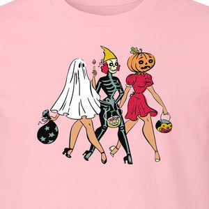 Halloween T-Shirt, Retro Ghost Skeleton and Pumpkin Costume Graphic for Spooky Season Parties