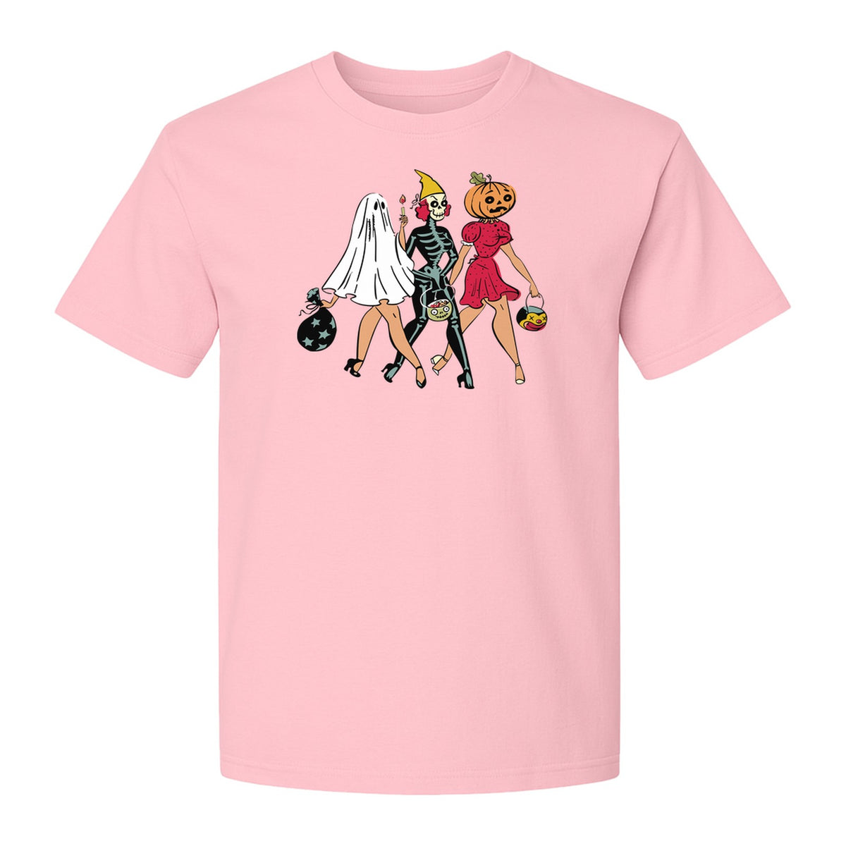 Halloween T-Shirt, Retro Ghost Skeleton and Pumpkin Costume Graphic for Spooky Season Parties