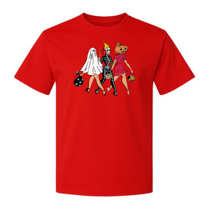 Halloween T-Shirt, Retro Ghost Skeleton and Pumpkin Costume Graphic for Spooky Season Parties