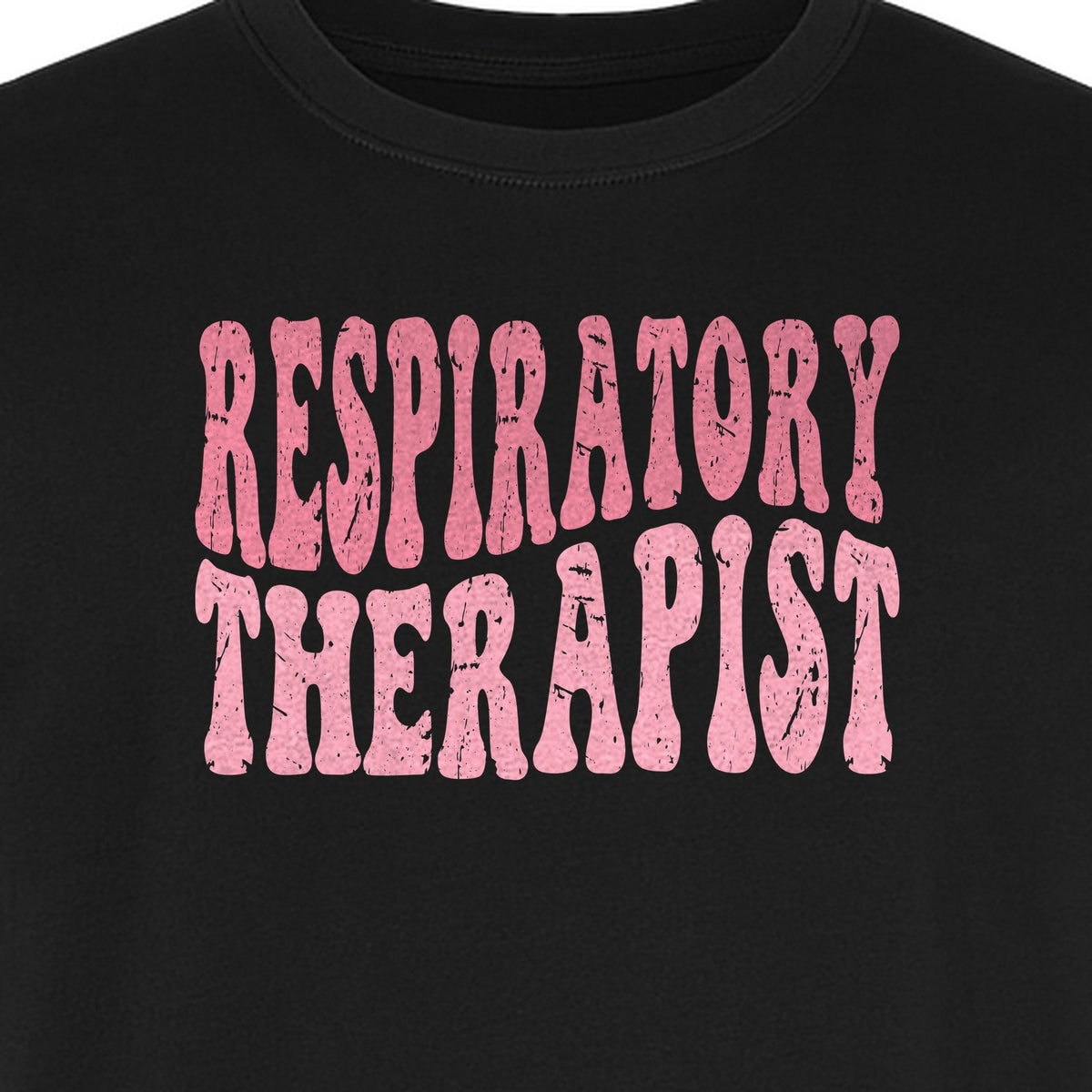 Respiratory Therapist T-Shirt, Distressed Pink Lettering for Care Professionals, Students and Graduates