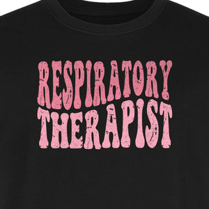 Respiratory Therapist T-Shirt, Distressed Pink Lettering for Care Professionals, Students and Graduates