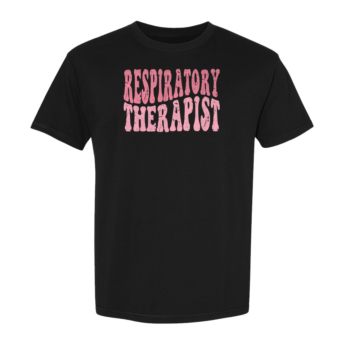 Respiratory Therapist T-Shirt, Distressed Pink Lettering for Care Professionals, Students and Graduates