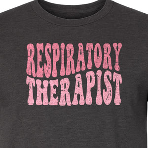 Respiratory Therapist T-Shirt, Distressed Pink Lettering for Care Professionals, Students and Graduates