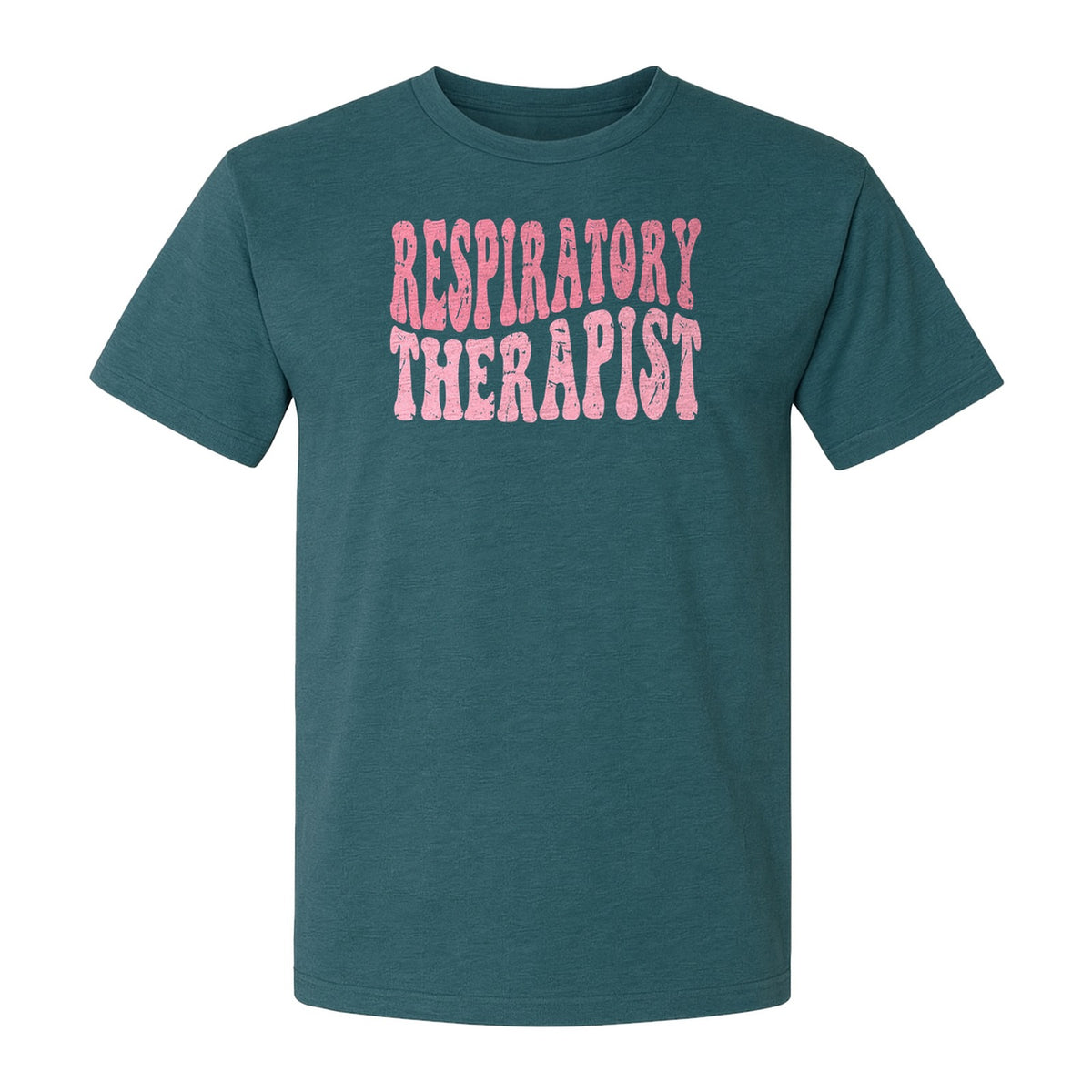 Respiratory Therapist T-Shirt, Distressed Pink Lettering for Care Professionals, Students and Graduates