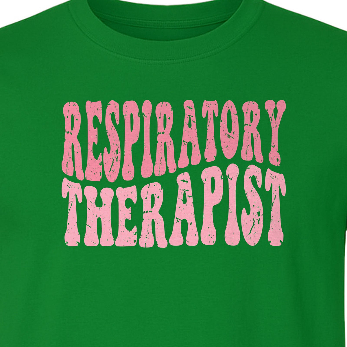 Respiratory Therapist T-Shirt, Distressed Pink Lettering for Care Professionals, Students and Graduates