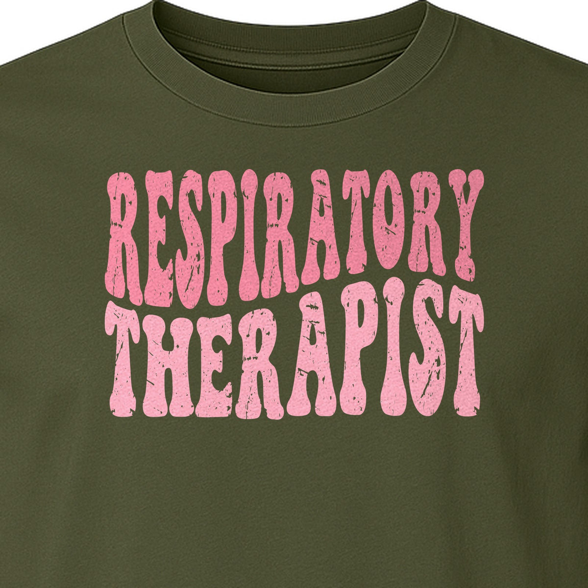 Respiratory Therapist T-Shirt, Distressed Pink Lettering for Care Professionals, Students and Graduates