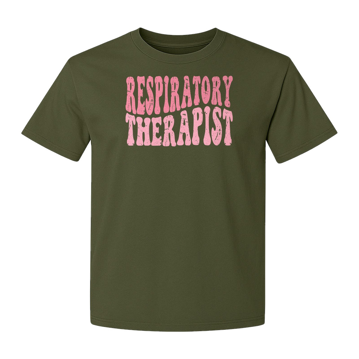 Respiratory Therapist T-Shirt, Distressed Pink Lettering for Care Professionals, Students and Graduates