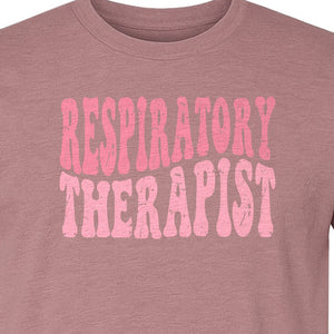 Respiratory Therapist T-Shirt, Distressed Pink Lettering for Care Professionals, Students and Graduates
