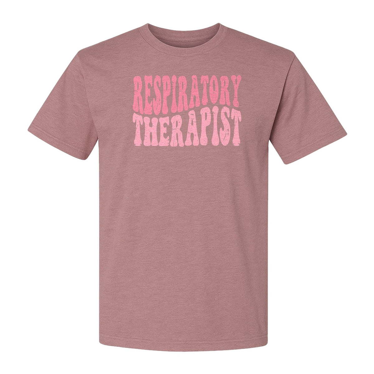 Respiratory Therapist T-Shirt, Distressed Pink Lettering for Care Professionals, Students and Graduates