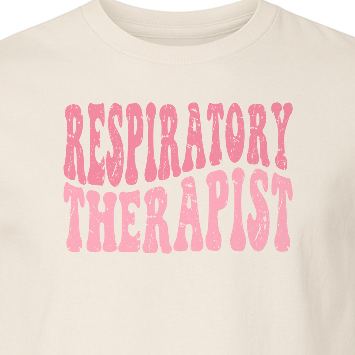 Respiratory Therapist T-Shirt, Distressed Pink Lettering for Care Professionals, Students and Graduates
