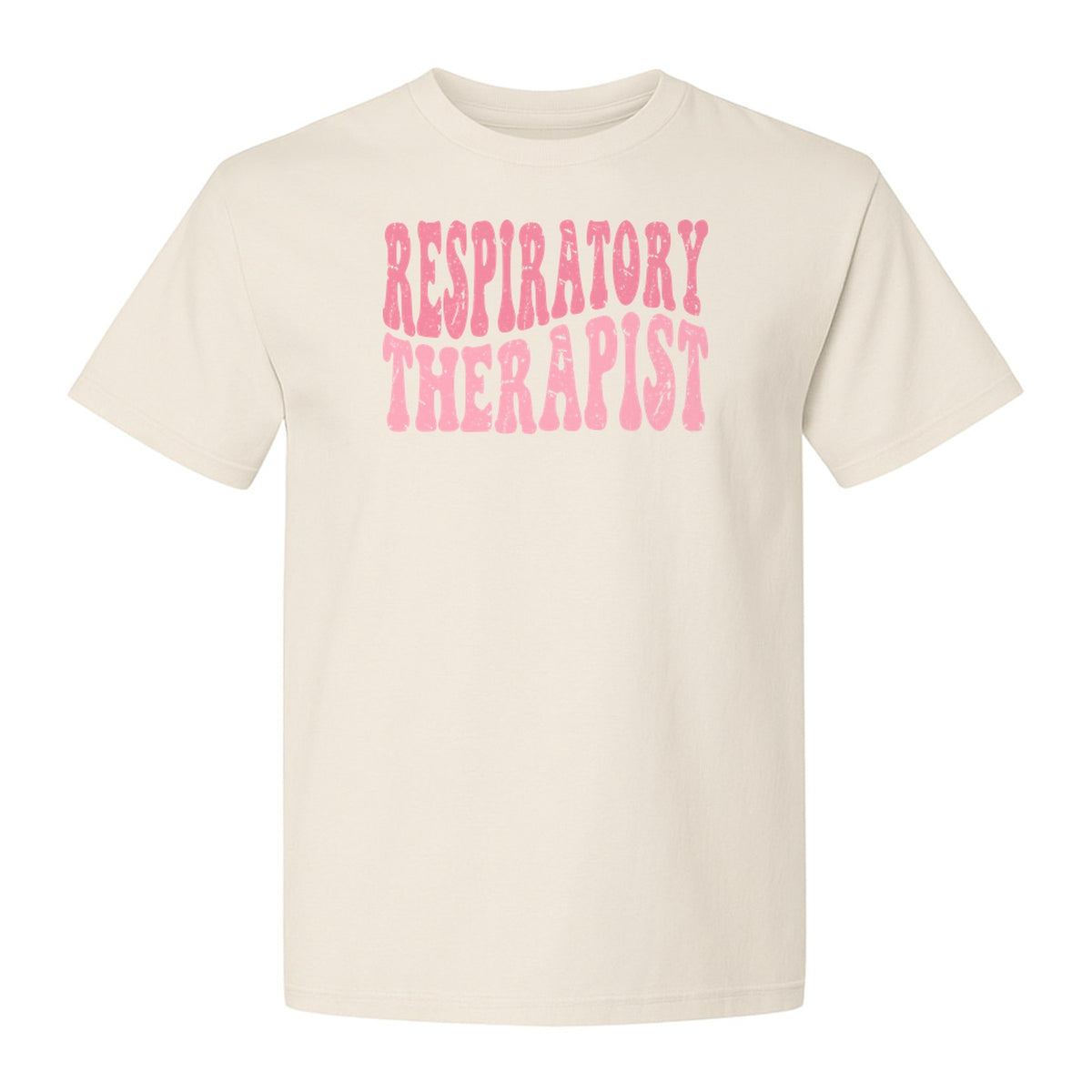 Respiratory Therapist T-Shirt, Distressed Pink Lettering for Care Professionals, Students and Graduates