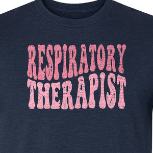 Respiratory Therapist T-Shirt, Distressed Pink Lettering for Care Professionals, Students and Graduates