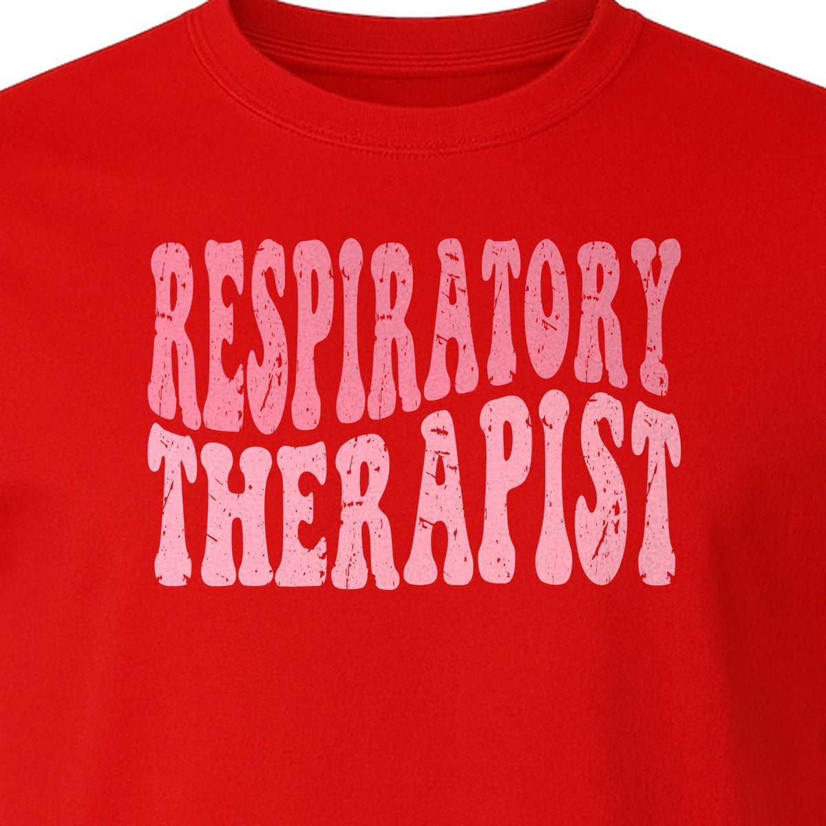 Respiratory Therapist T-Shirt, Distressed Pink Lettering for Care Professionals, Students and Graduates