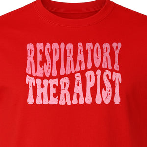 Respiratory Therapist T-Shirt, Distressed Pink Lettering for Care Professionals, Students and Graduates