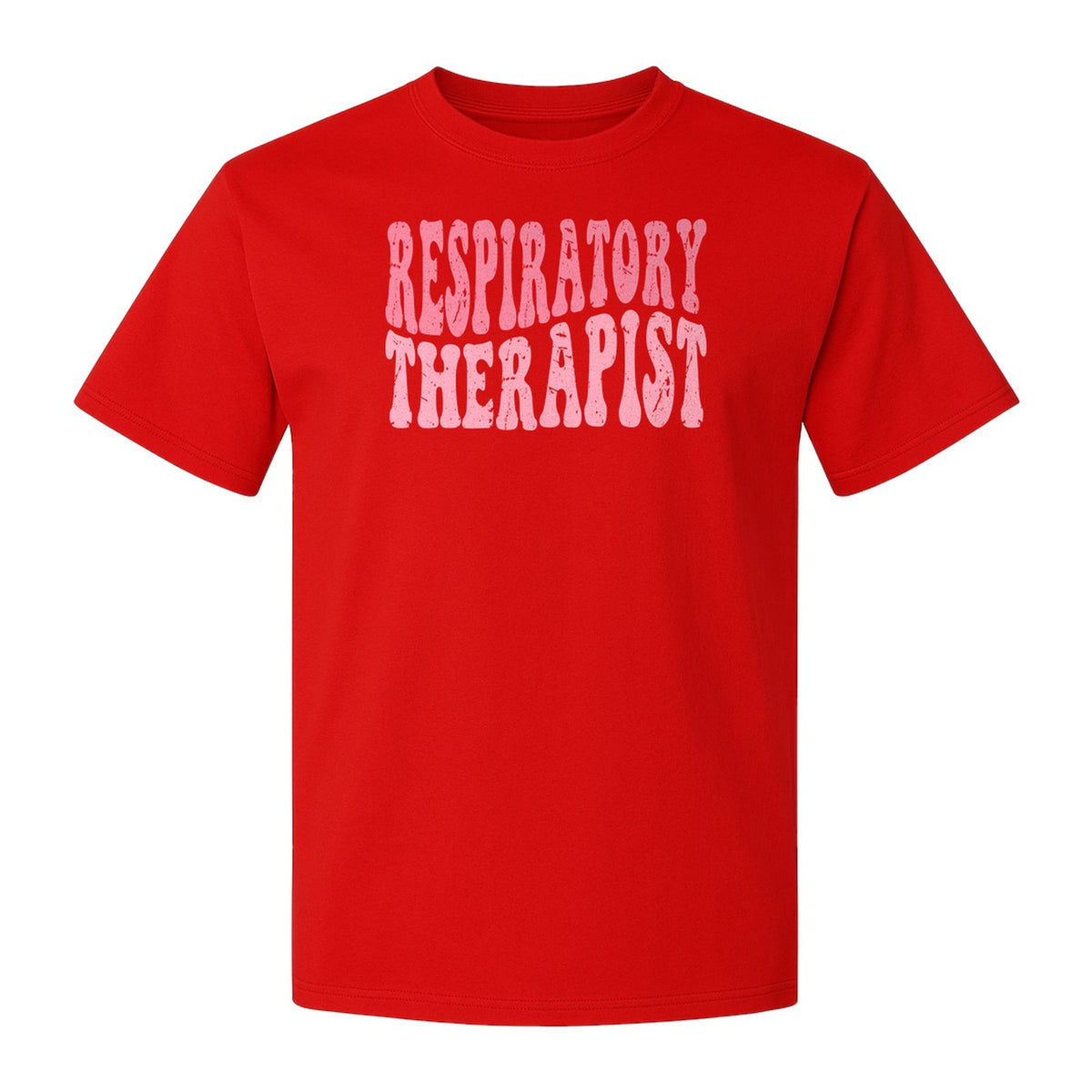 Respiratory Therapist T-Shirt, Distressed Pink Lettering for Care Professionals, Students and Graduates