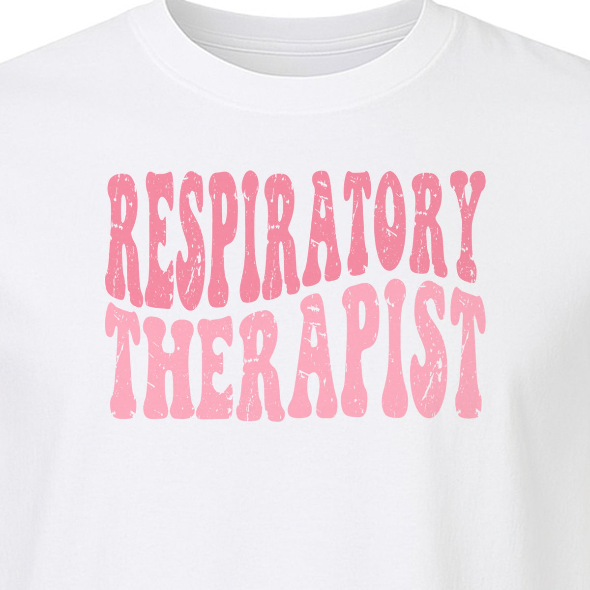 Respiratory Therapist T-Shirt, Distressed Pink Lettering for Care Professionals, Students and Graduates