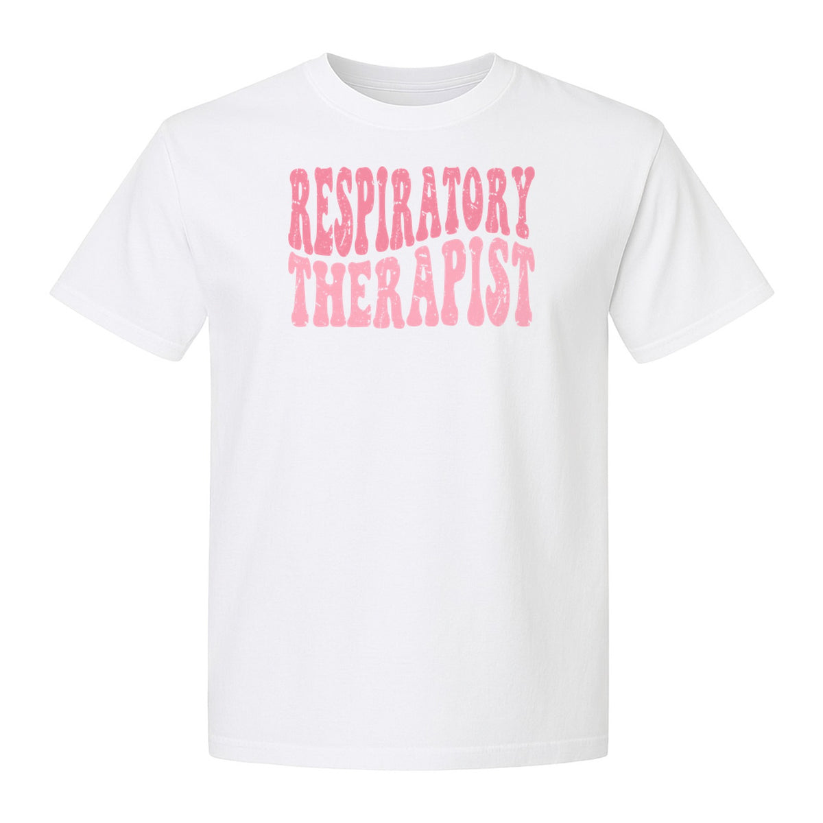 Respiratory Therapist T-Shirt, Distressed Pink Lettering for Care Professionals, Students and Graduates