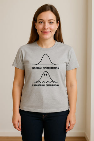 Statistics T-Shirt, Paranormal Distribution Ghost Bell Curve Graphic for Math Teachers and Data Nerds