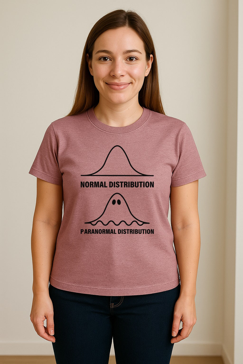 Statistics T-Shirt, Paranormal Distribution Ghost Bell Curve Graphic for Math Teachers and Data Nerds