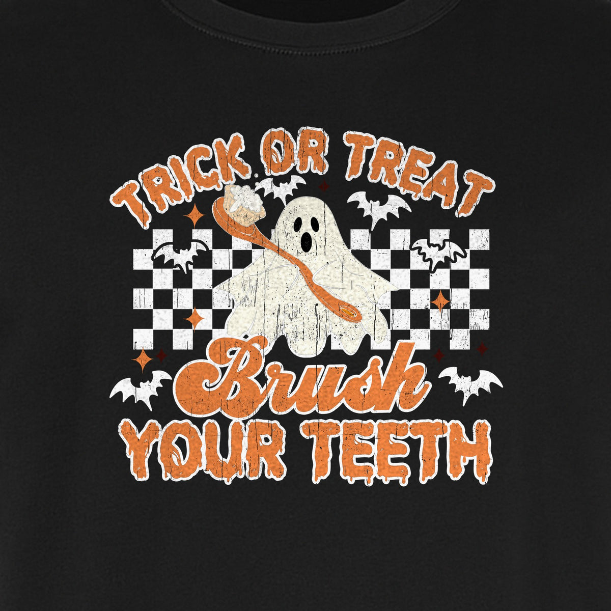 Halloween Dentist T-Shirt, Trick or Treat Brush Your Teeth Ghost Graphic for Dental Professionals