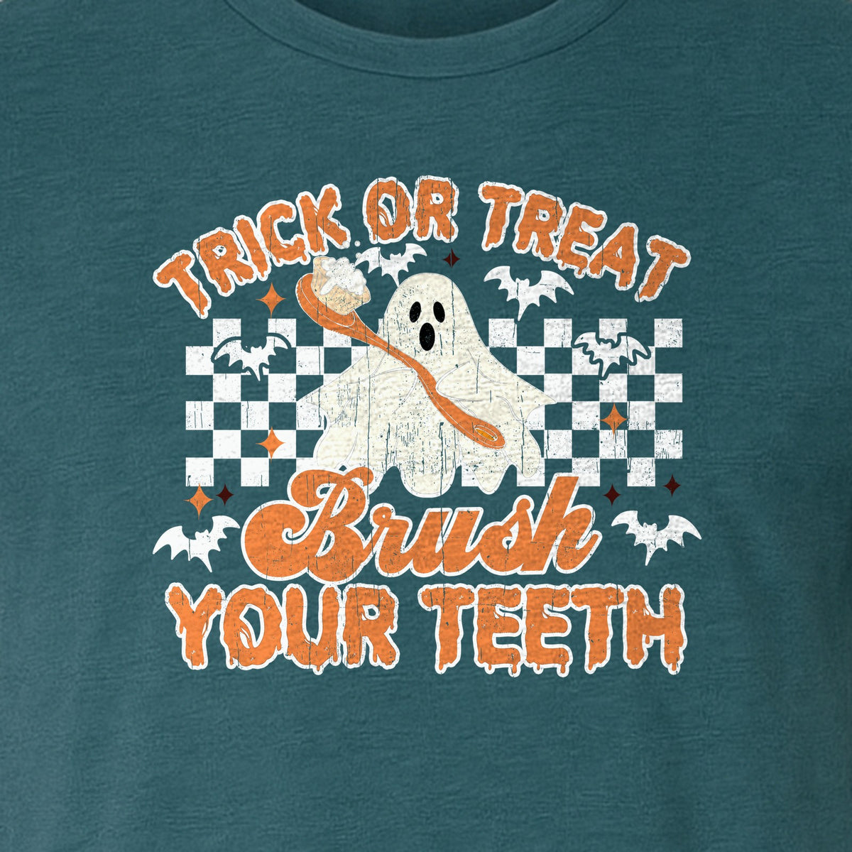 Halloween Dentist T-Shirt, Trick or Treat Brush Your Teeth Ghost Graphic for Dental Professionals