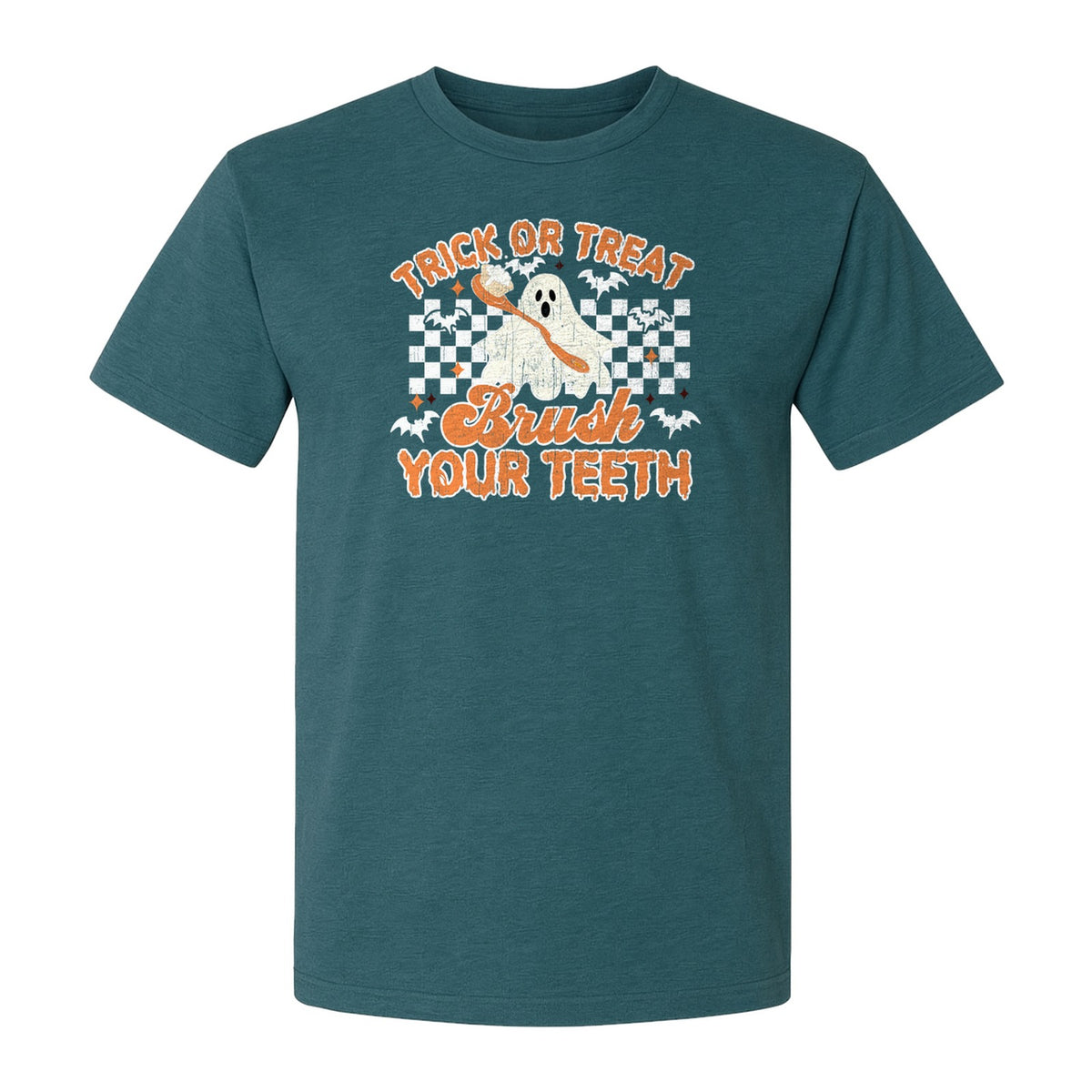 Halloween Dentist T-Shirt, Trick or Treat Brush Your Teeth Ghost Graphic for Dental Professionals