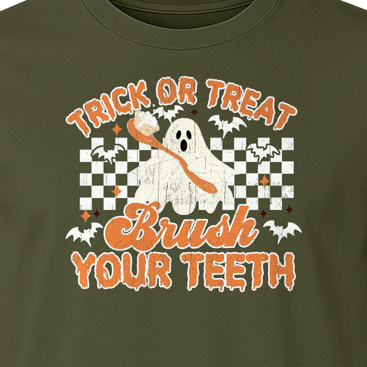 Halloween Dentist T-Shirt, Trick or Treat Brush Your Teeth Ghost Graphic for Dental Professionals