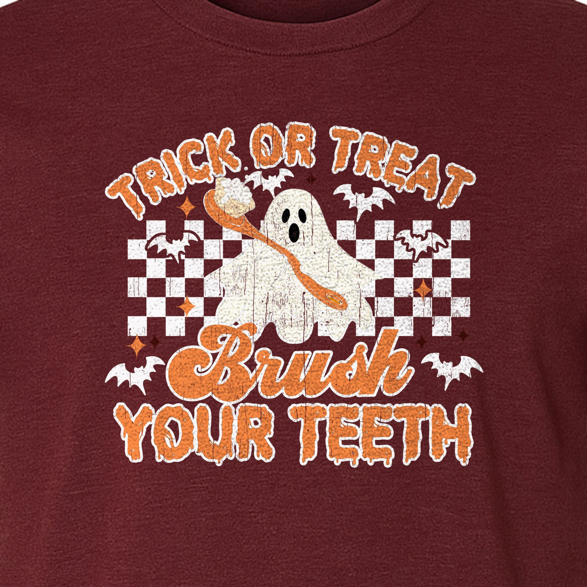 Halloween Dentist T-Shirt, Trick or Treat Brush Your Teeth Ghost Graphic for Dental Professionals