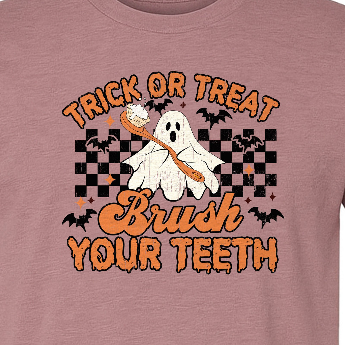 Halloween Dentist T-Shirt, Trick or Treat Brush Your Teeth Ghost Graphic for Dental Professionals